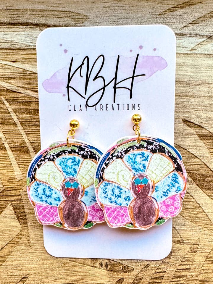 Turkey Dangle Handmade Clay Earrings for wholesale by KBH CREATIONS