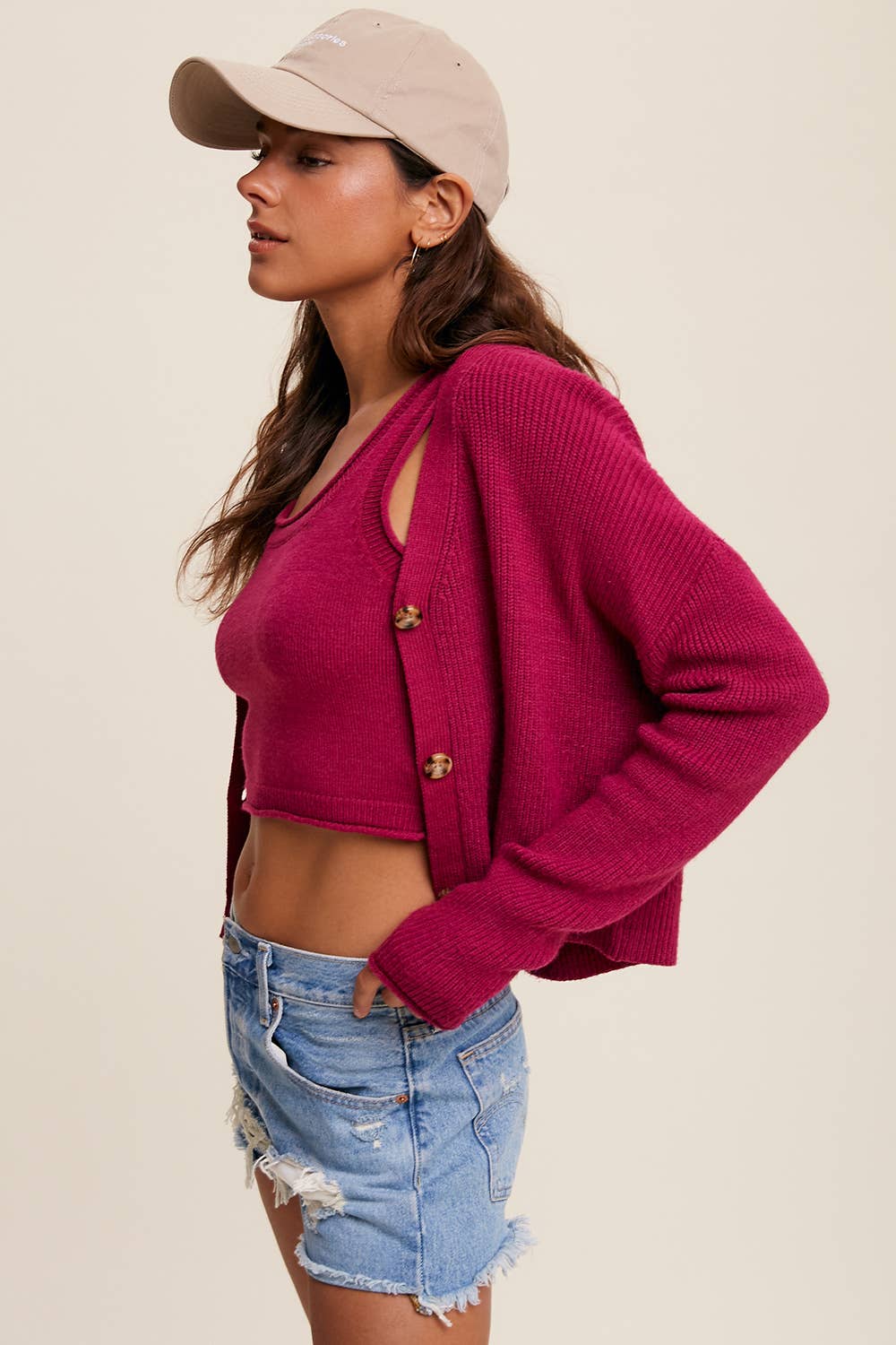 Listicle - Wholesale Tops Set - Women's - Ribbed Knit Cardigan Set LWSET0053