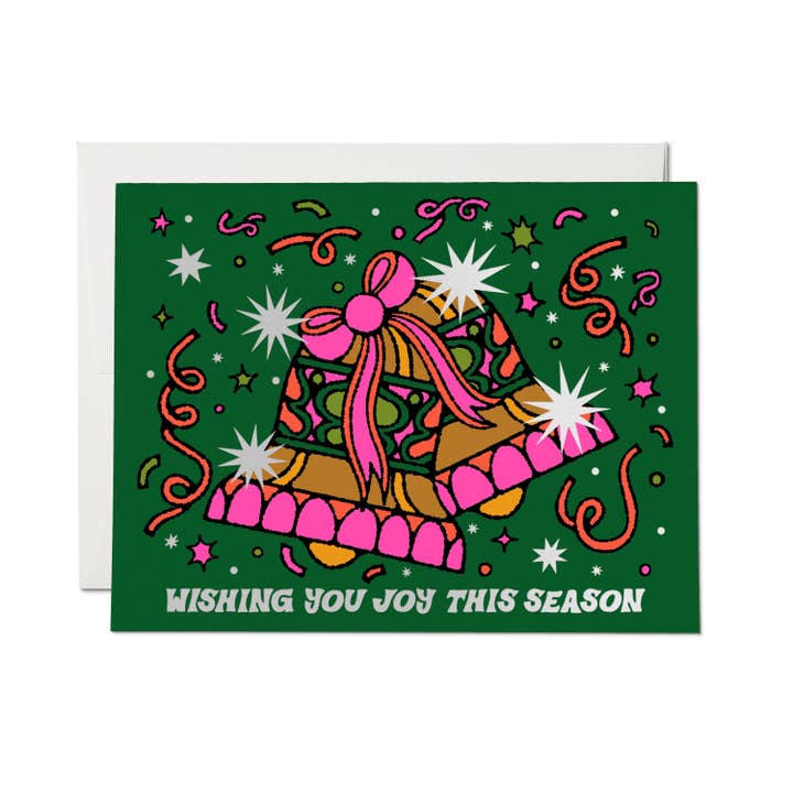 Joy Bells greeting card for wholesale by Red Cap Cards
