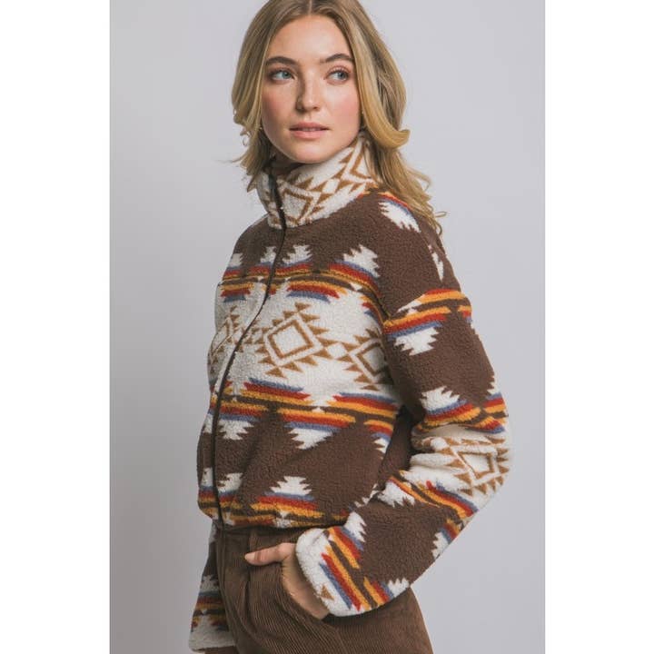 IVE - Wholesale Jacket - Women's - Aztec Sherpa Full Zip Jacket5