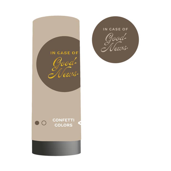 In Case of Good News Confetti Popper- Taupe for wholesale by Emergency Confetti