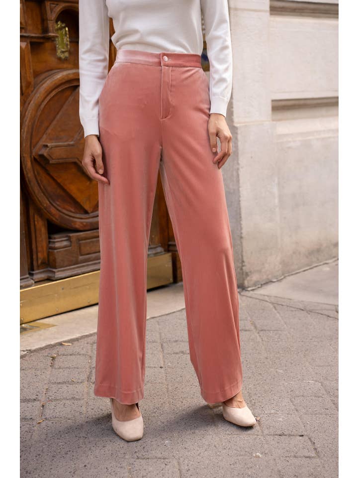 CHOKLATE PARIS - Wholesale Pants – Women's - High-waisted straight-cut velvet trousers - P222814