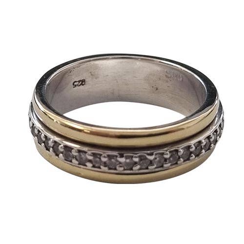 THIN BAND W/CRY SPIN RG GOLD/CLEAR for wholesale by Fabienne
