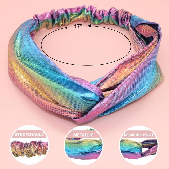 Frog Sac - Wholesale Fashion Headband - Kids - Metallic Mermaid Knot Headbands - 6 Pack