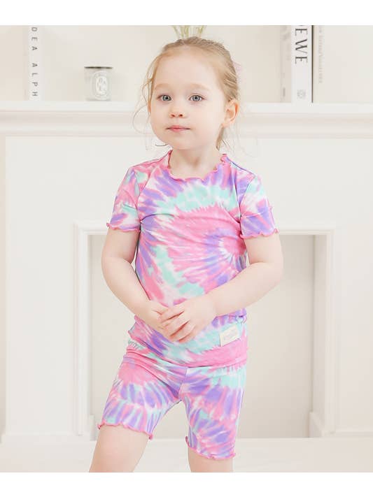 Bamboo Tie Dyeing Purple Pink Short Sleeve PJs for wholesale on Faire