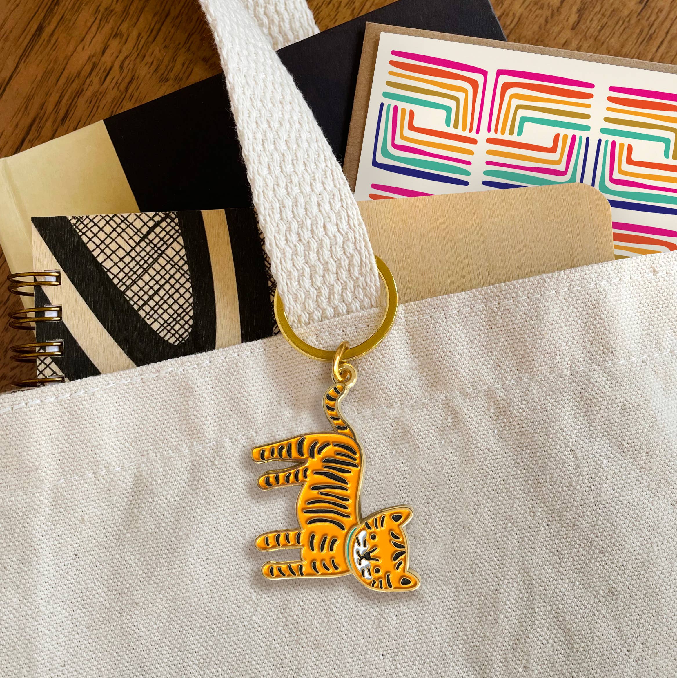 Night Owl Paper Goods - Wholesale Keychain – Women's - Lil' Tiger Enamel Keychain3