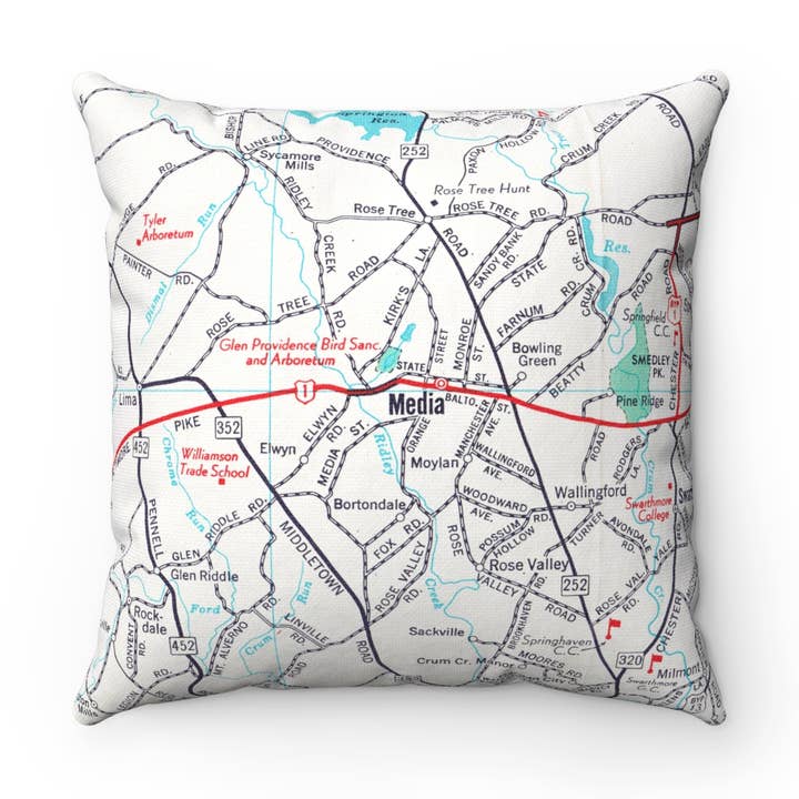 Media Pennsylvania Map Pillow – 18" Square Throw Pillow for wholesale by Daisy Mae Designs