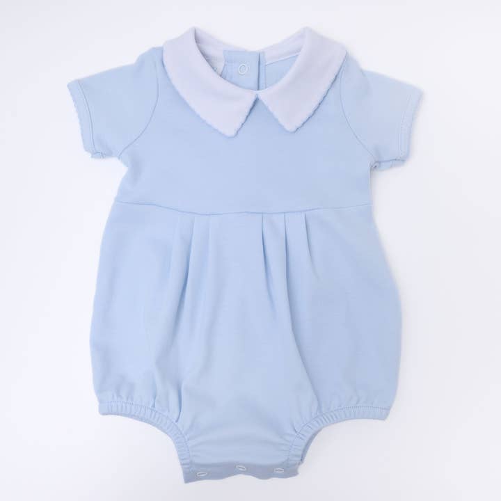 Magnolia Baby - Wholesale Bodysuit (Non-Footed) - Baby - Essentials Solid Collared Bubble - Blue