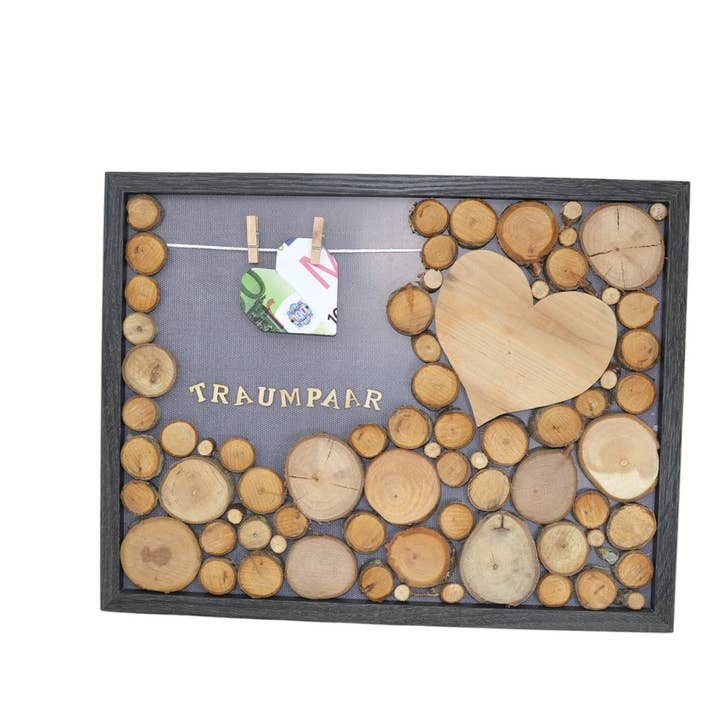 Photo en bois 3D, photo de mariage, cadeau en argent, « couple de rêve », 33x43 cm, fait main pour la vente par Huizbirn