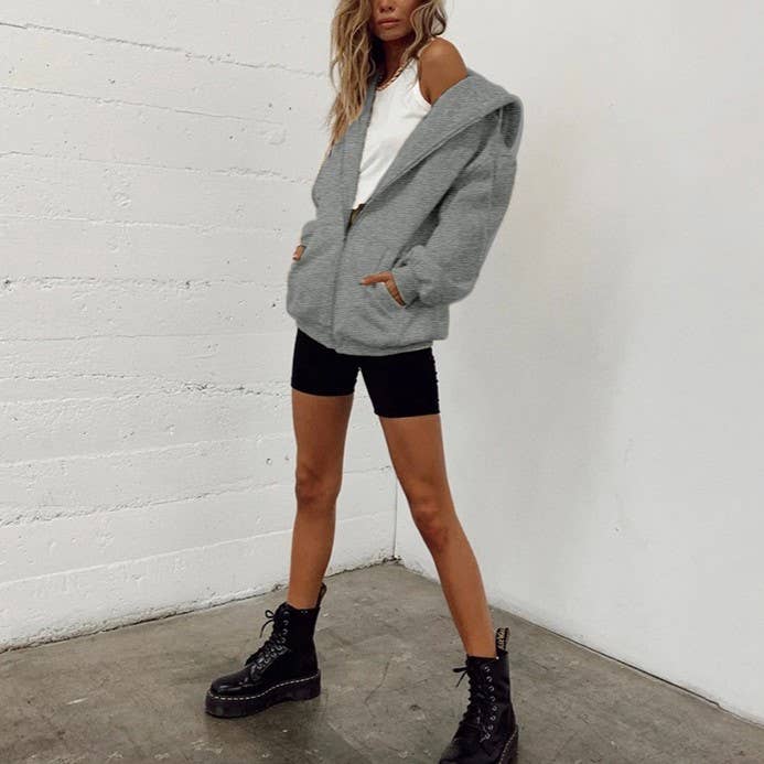 HIDDENBRAND - Wholesale Hoodie - Women's - Zip up oversized hoodie3