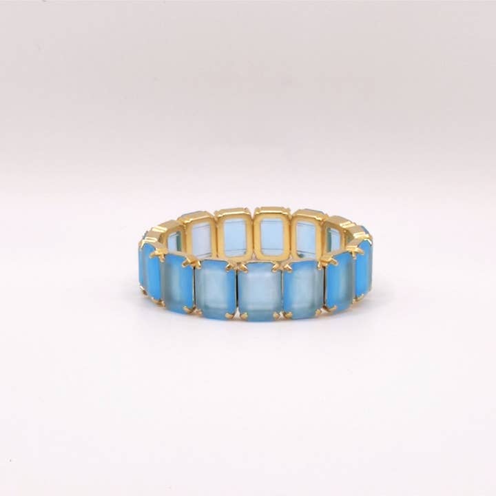 Elastic Lux Octagonal Stones Bracelets Sat & Sat Mix - Lt S for wholesale by QUÉ MÁS JEWELS