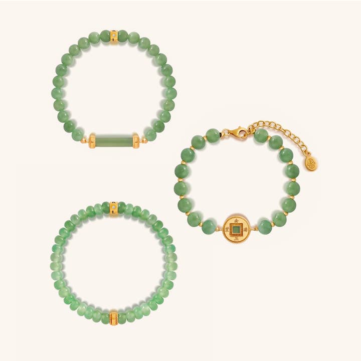 Celestial Grace Jade Radiance Bracelet Set for wholesale by Karma And Luck