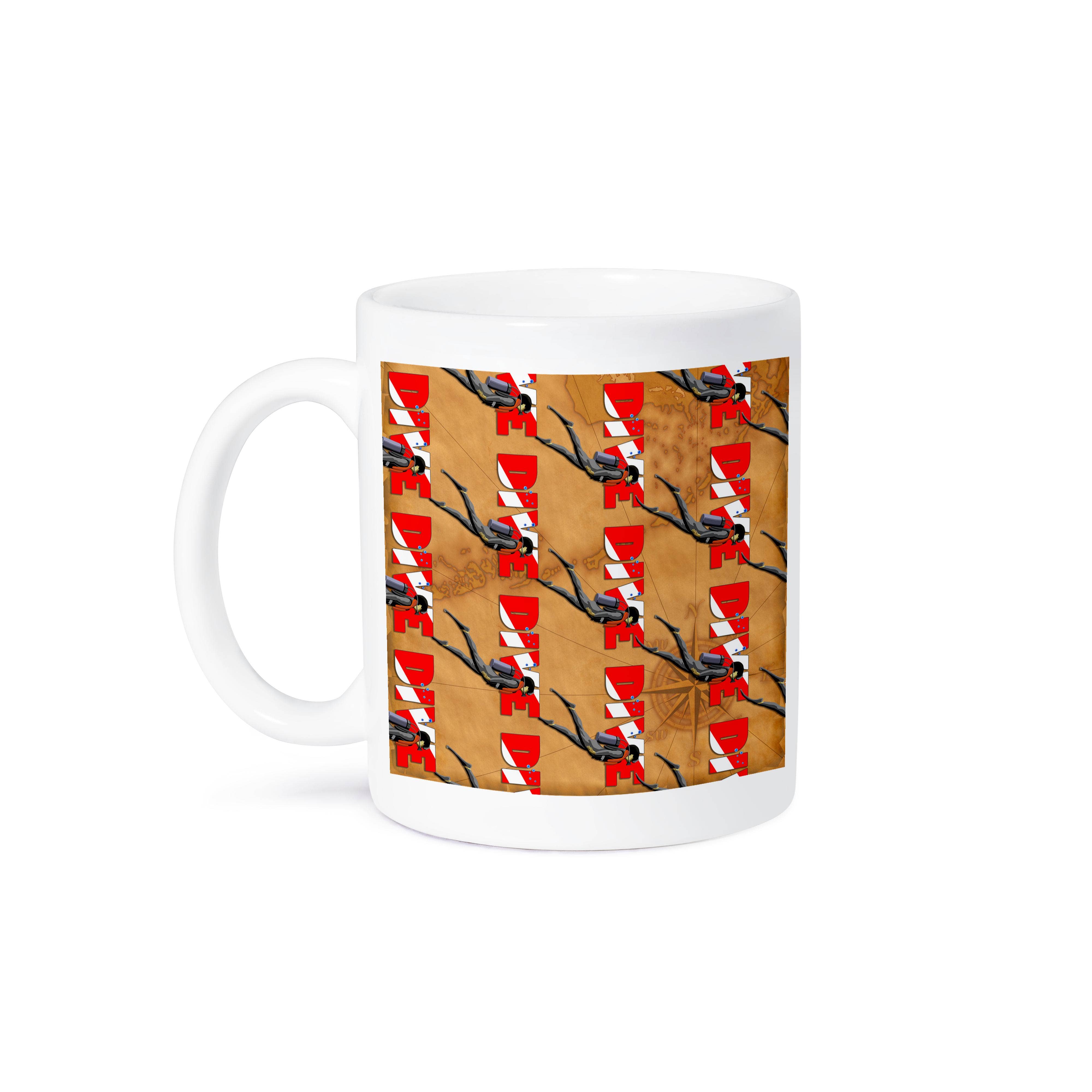 3dRose - Wholesale Coffee Mug - 3dRose, Scuba diver and dive flag pattern for your favorite dive buddy., Mug8
