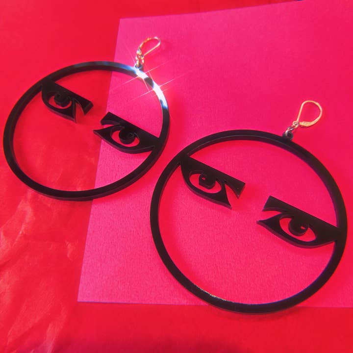 Foolish Fetish - Wholesale Dangle Earrings - Siouxsie And The Banshees Eyes Hoops Goth Earrings2