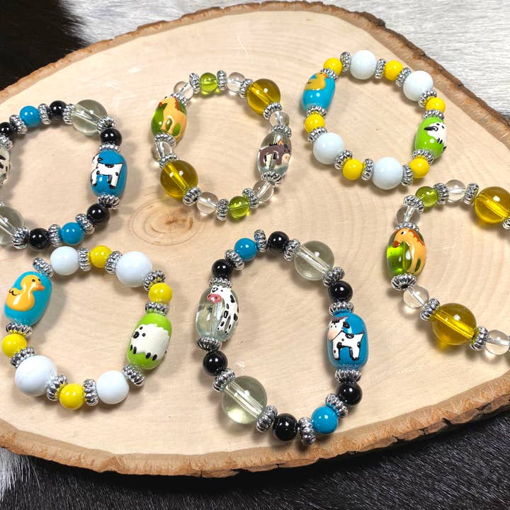 Farm Animal Old McDonald Children Stretch Bracelet for wholesale by Fiona Accessories