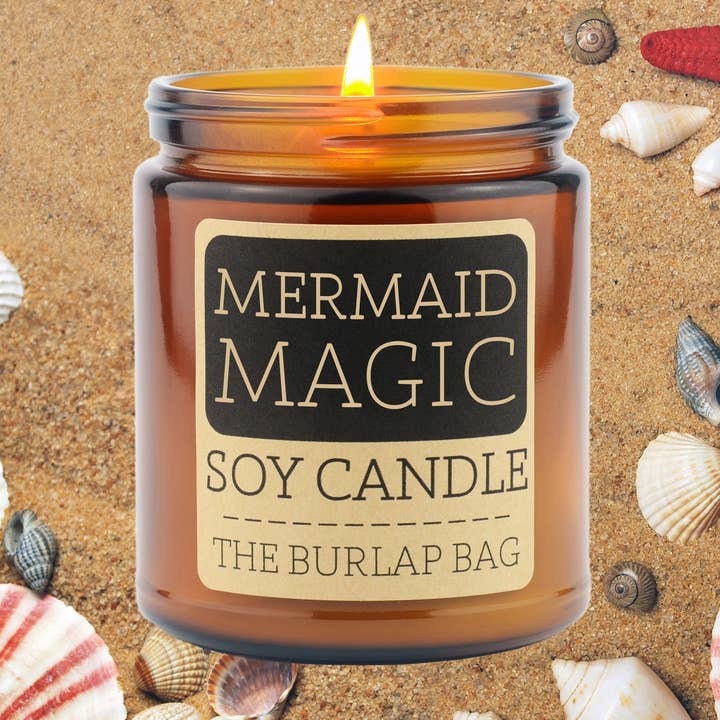 The Burlap Bag - Wholesale Jar/Filled Candle - Mermaid Magic - Soy Candle 9oz0