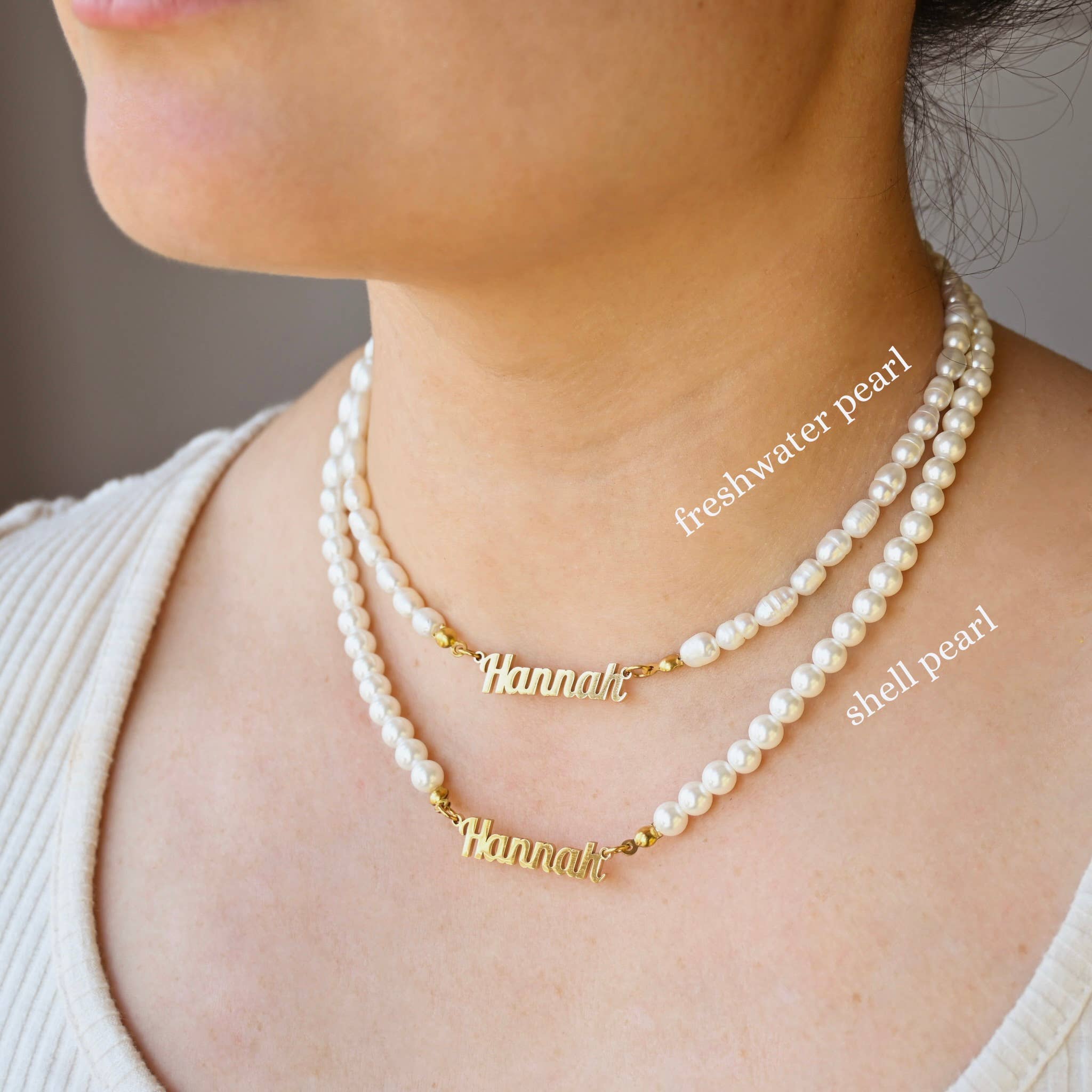 Blueyejewelry – wholesale Pendant/charm necklace – Pearl Name Necklace - 18k Gold Custom Pearl Necklace0