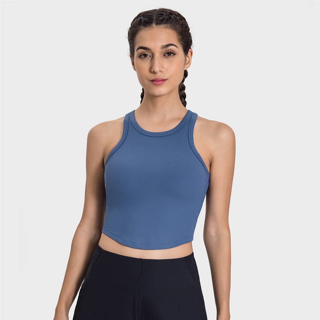 Sodalemon - Vendita all'ingrosso Canotta - Donna - Canotta sportiva fitness imbottita a costine con scollo rotondo da donna7