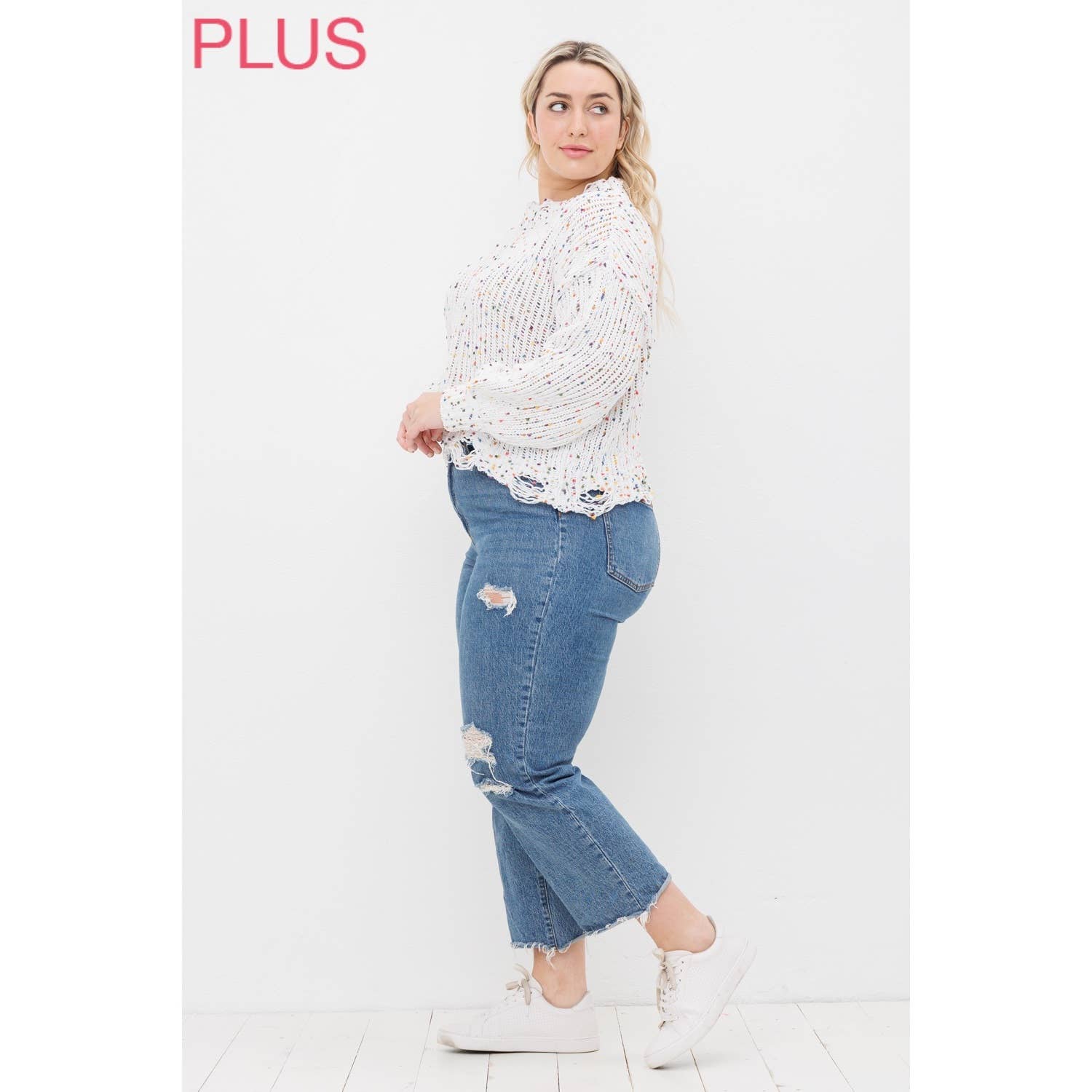 Sweet Generis – Engroshandel Pullover - Dame – PLUS CHENILLE POPCORN PLETTER NØDLIDENDE CROP SWEATER21