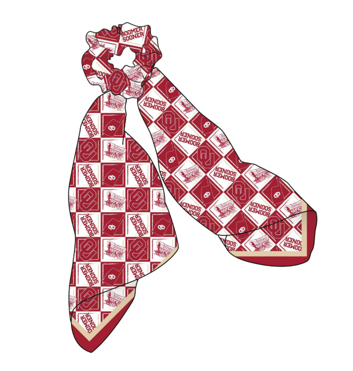 Emerson Street Clothing Co Collegiate Shop - Wholesale Scrunchie - Women's - Oklahoma Sooners Brynn Harlequin Scarf Scrunchy1