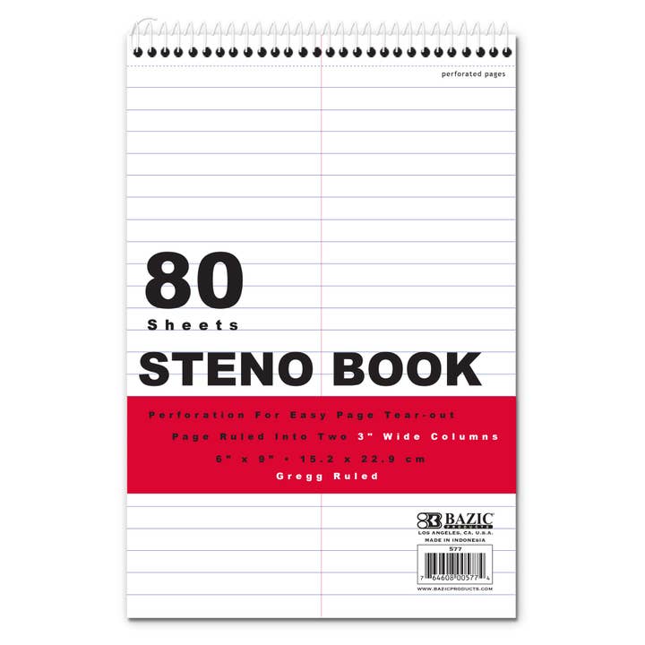 Steno Book Ruled White Paper Gregg 6" X 9" 80 Ct. and other Purchase Wholesale steno pads. Free Returns & Net 60 Terms on Faire trending on Faire.