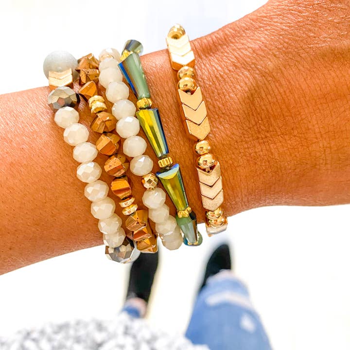 Savvy Bling – wholesale Smycken – Sage grön Armband Stack
