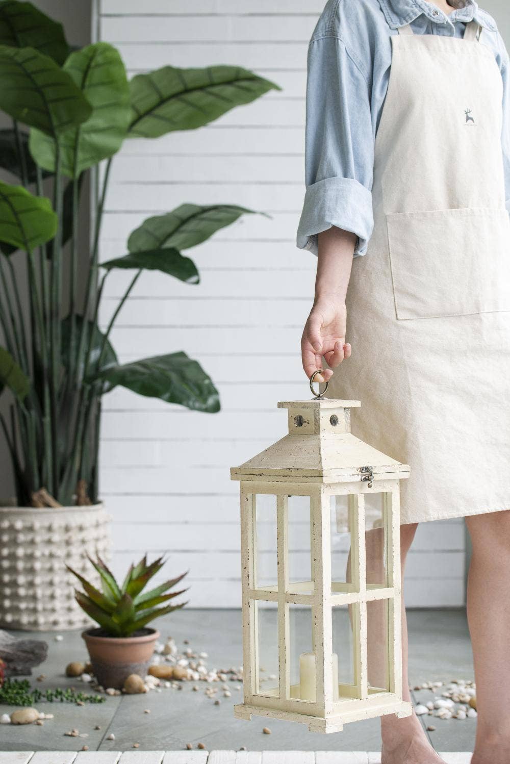 A&B Home Group Inc. – wholesale Lantern – S/2 Fir Wood Serenity Glow Lantern Set - 25"/19.5"H3