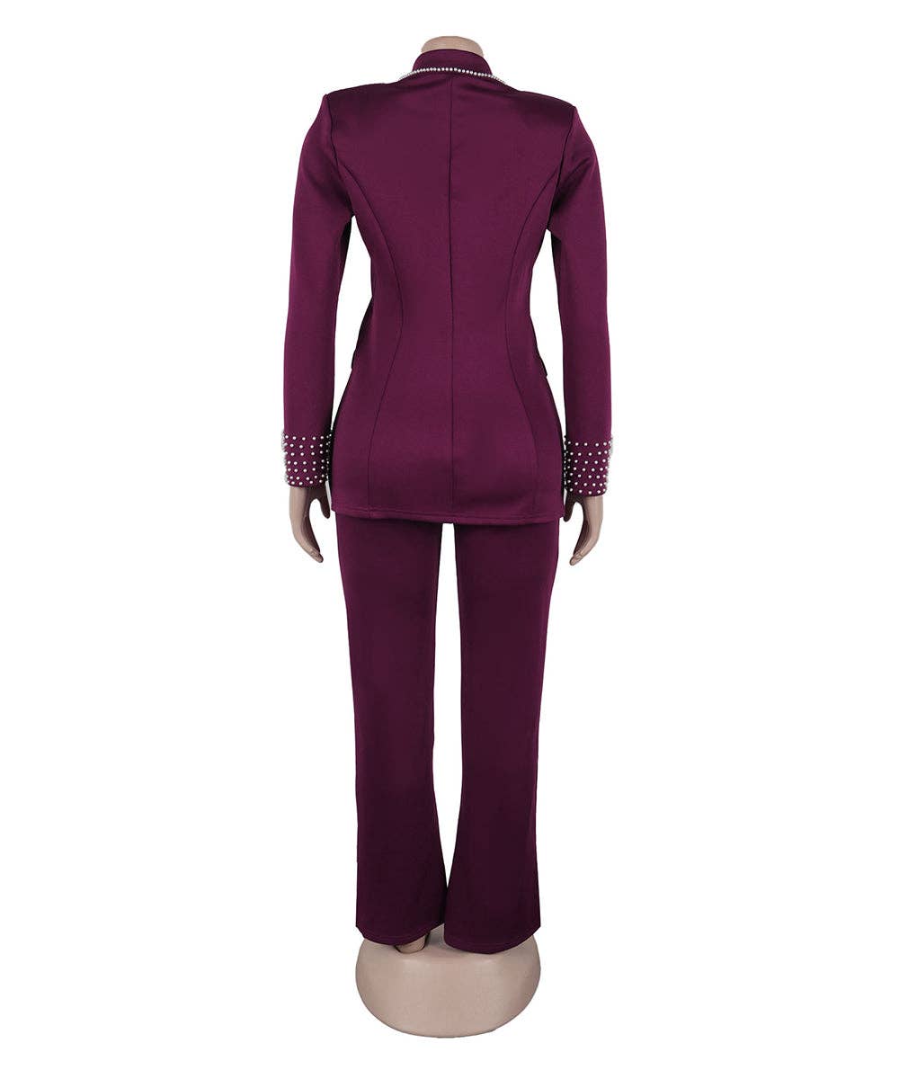 Aria Romance - Wholesale Suit Pants - Women's - Slim Fit Long Sleeve Two-Piece Set11