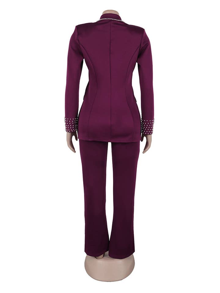 Aria Romance - Wholesale Suit Pants - Women's - Slim Fit Long Sleeve Two-Piece Set11