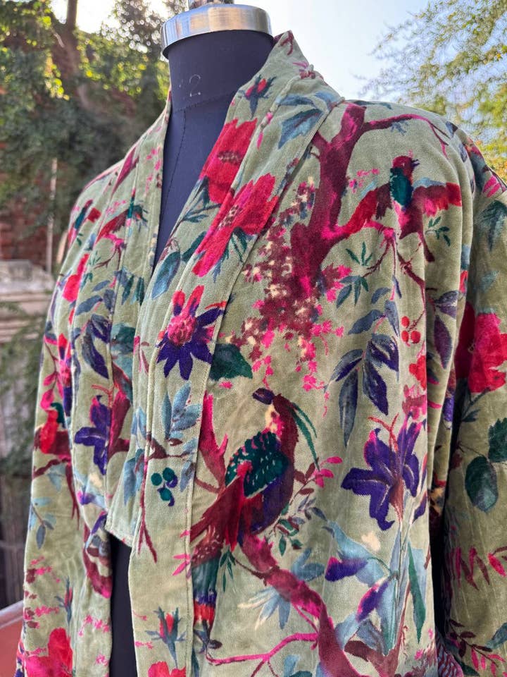 GYPSY STUDIO - Wholesale Jacket - Women's - Bohemian Jacket Bird Printed Velvet Jacket Winter Wear Coats