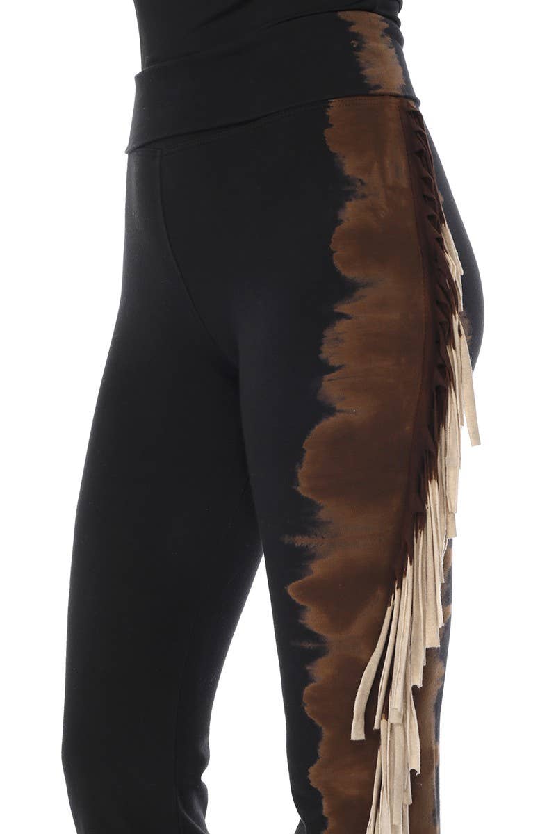 T-Party - Wholesale Pants - Women's - Tri Color Dip Dye Side Fringe Western Yoga Pants17