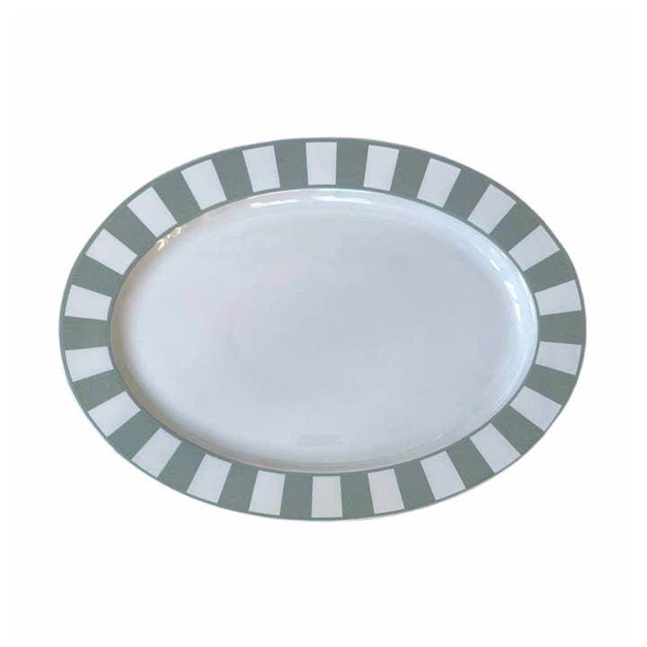 Essentials Green-white Serving  Plate oval 17" for wholesale by The Lino