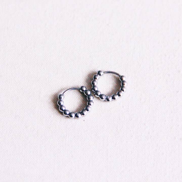 Bazou - Wholesale Hoop Earrings - Stainless steel hoop earrings 10mm "balls" - silver1