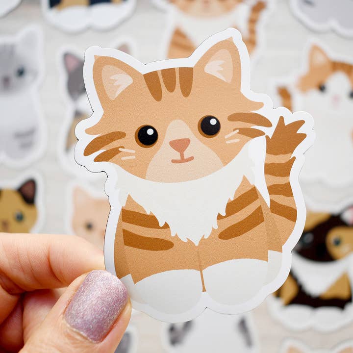 Chester and Pearl - Wholesale Magnet - Looks Like My Cat! Long-haired orange tabby tuxedo cat magnet
