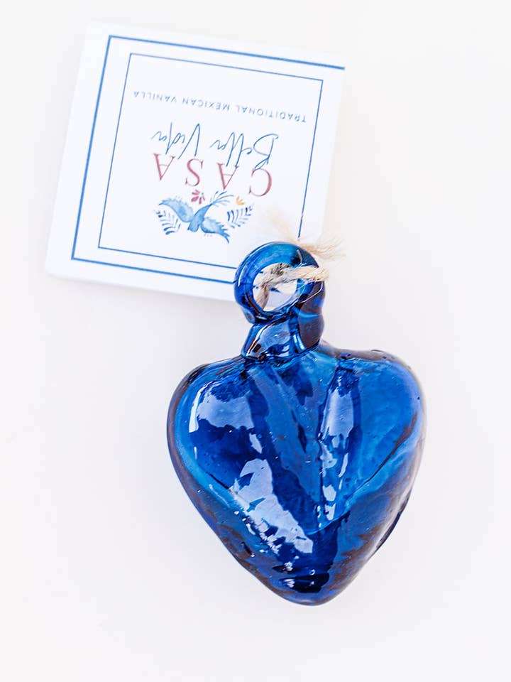 Blown Glass Heart - Cobalt Blue - Mini for wholesale by Casa Bella Vida