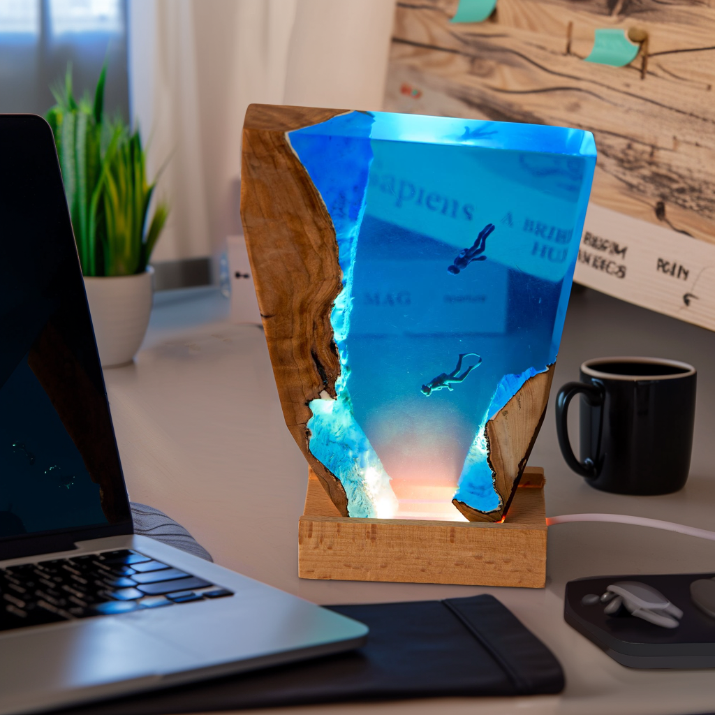 VIVZONE - Vente Veilleuses - Lampe de chevet à résine époxy0