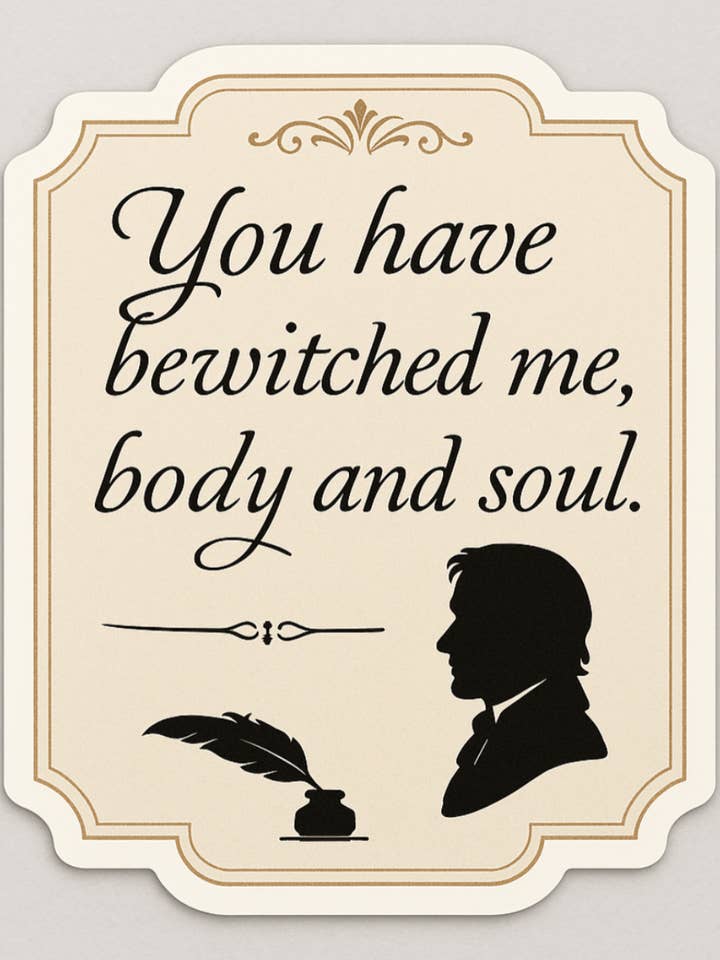 Pride and prejudice declaration of love movie sticker for wholesale by The Bookclub Boutique