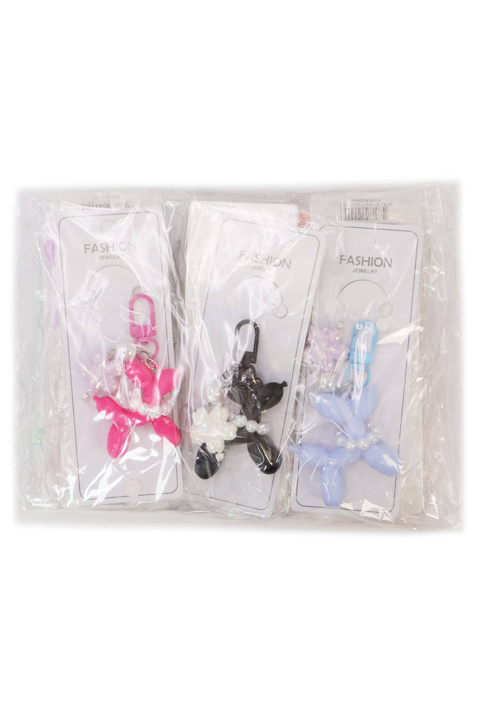 ASSORTED Matte Balloon Dog Pearlescent Resin Key Chain for wholesale on Faire18