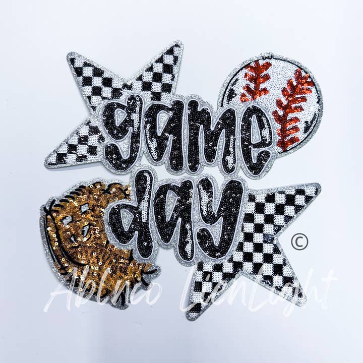 ABLNco - Wholesale Patch - Baseball Game Day Sequins Big Patch Iron On