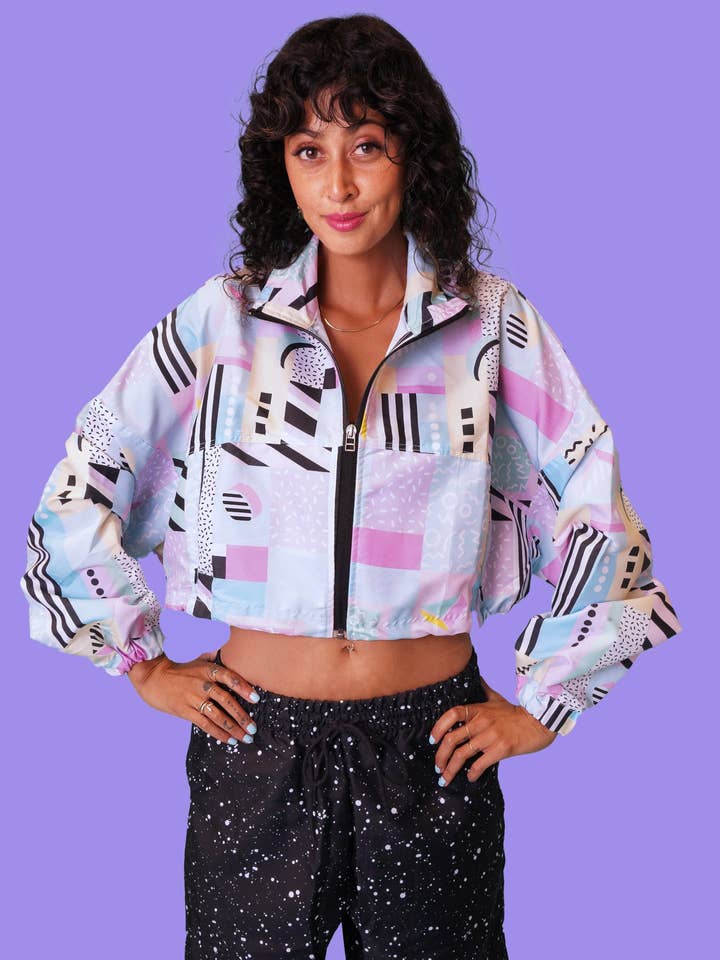 Blocks Cropped Windbreaker für den Großhandel von Gazzybygazzo