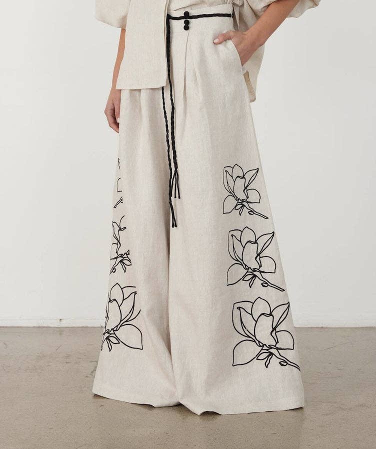 Marayn - Vente Ensemble haut et pantalon (PAS d'intérieur) - Femme - Ensemble lin bohème chic printemps-été 202416