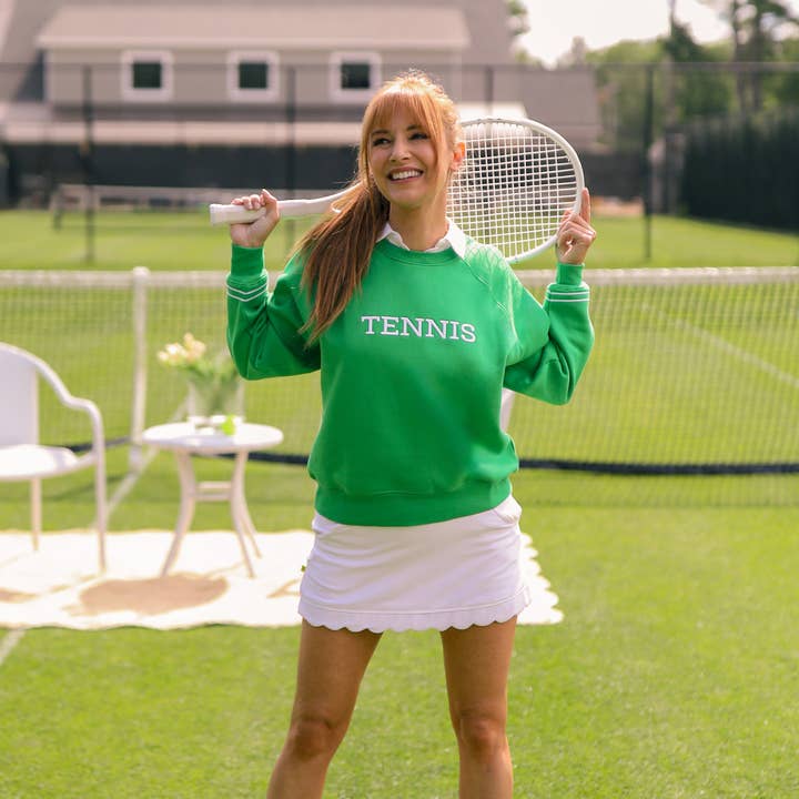 Green White Tennis Play All Sweatshirt for wholesale on Faire