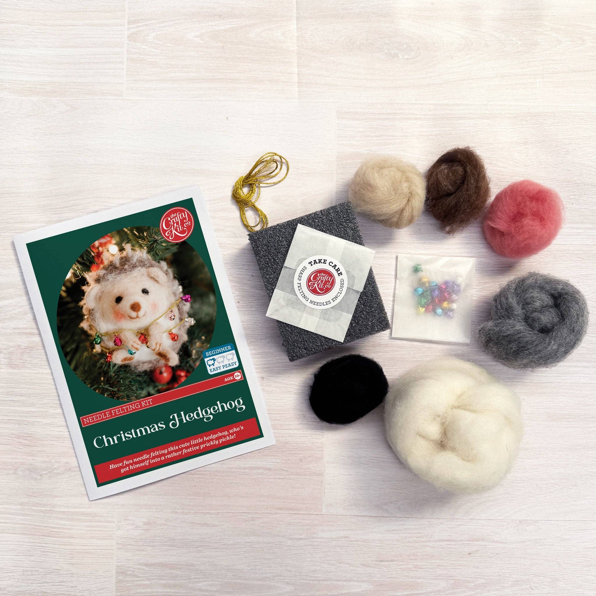 The Crafty Kit Company - Wholesale Craft Sewing Kit - Christmas Hedgehog Needle Felting Kit3