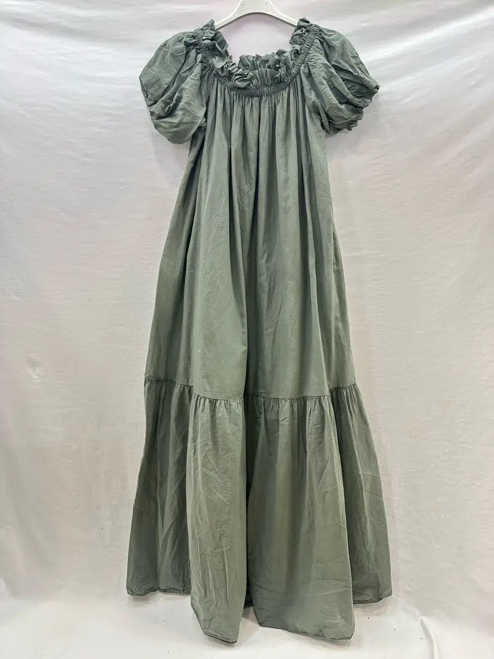 Mimi & Gogo - Wholesale Jurk - Dames - Lange Jurk van Katoenen Voile met Volants @27043_RLDouble1