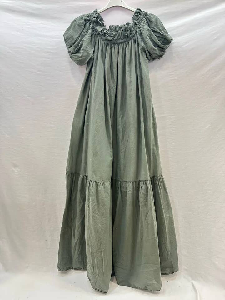 Mimi & Gogo - Wholesale Jurk - Dames - Lange Jurk van Katoenen Voile met Volants @27043_RLDouble1