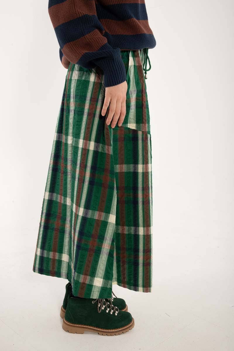 Danefae København - Wholesale Skirt - Women's - Danevisit Seersucker Skirt Dk Pine CHECK2
