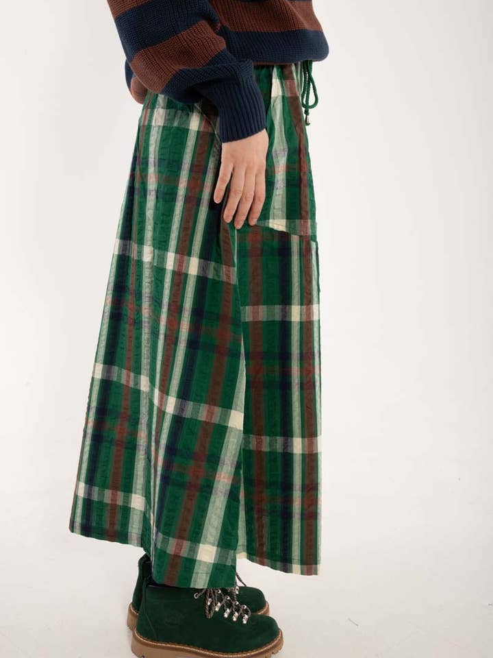 Danefae København - Wholesale Skirt - Women's - Danevisit Seersucker Skirt Dk Pine CHECK2