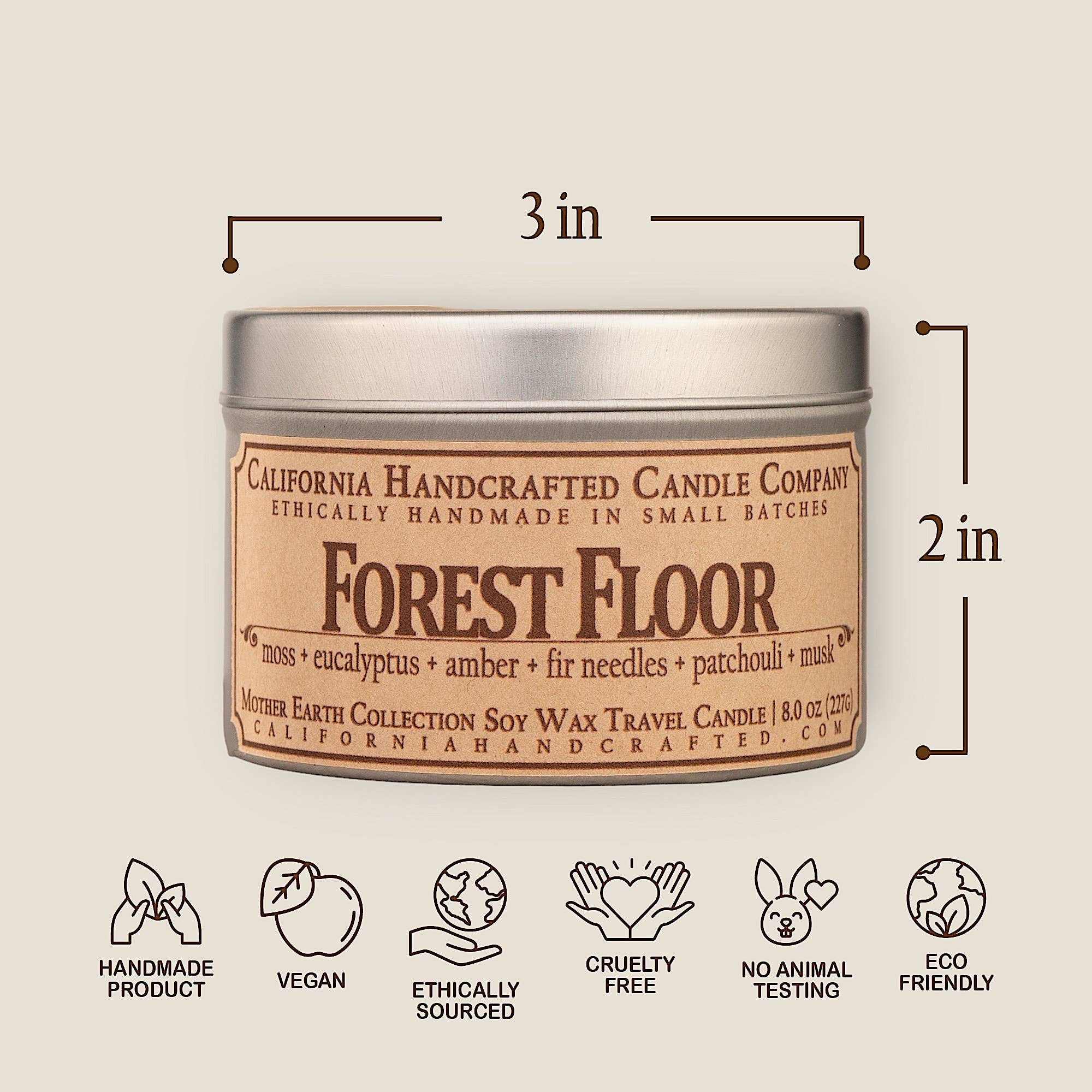 California Handcrafted – Velas de viagem por atacado – Vela de Viagem de Coco e Damasco do Chão da Floresta2