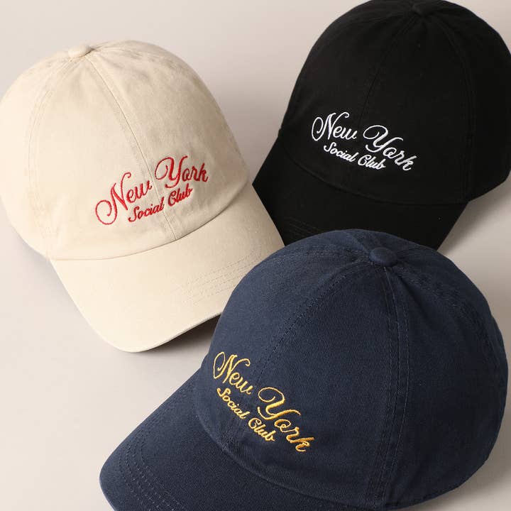Fashion City - Wholesale Baseball Cap - Unisex - New York Social Club Text Embroidery Baseball Cap