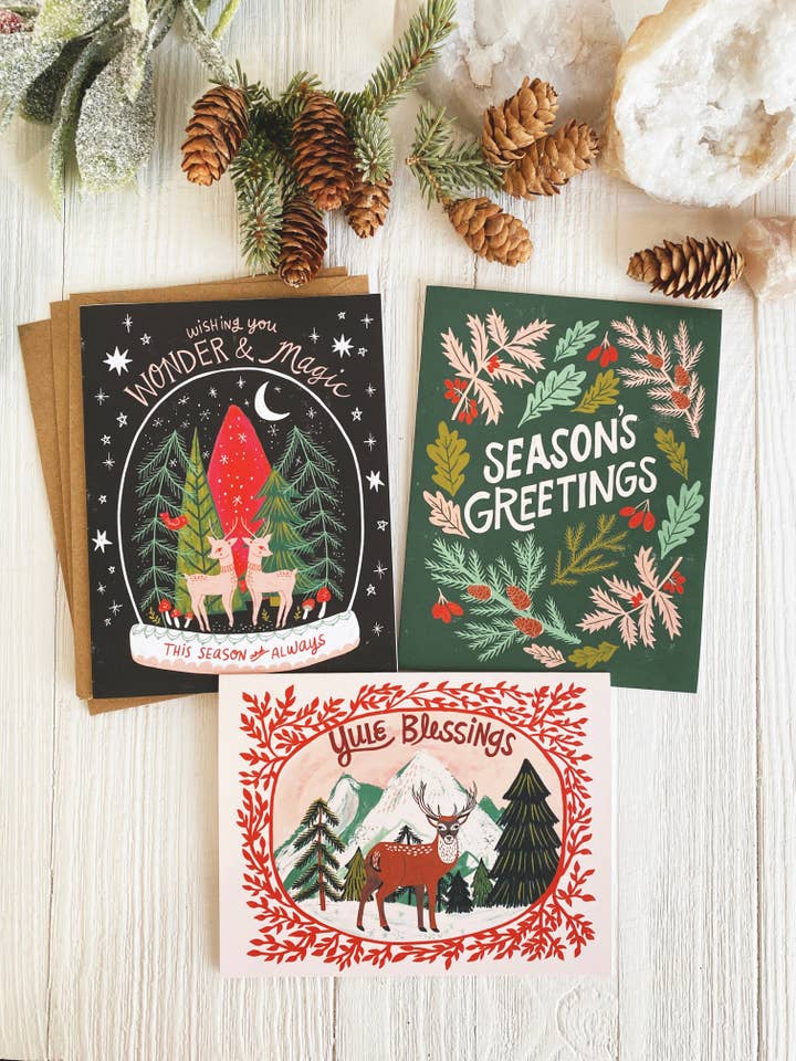 Ensemble de 6 cartes de Noël | Cartes de vœux de Noël pour la vente par Dream Folk Studio